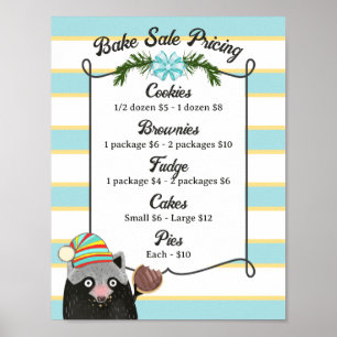Raccoon Cookie Bake Sale personalisierte Speisekar Poster