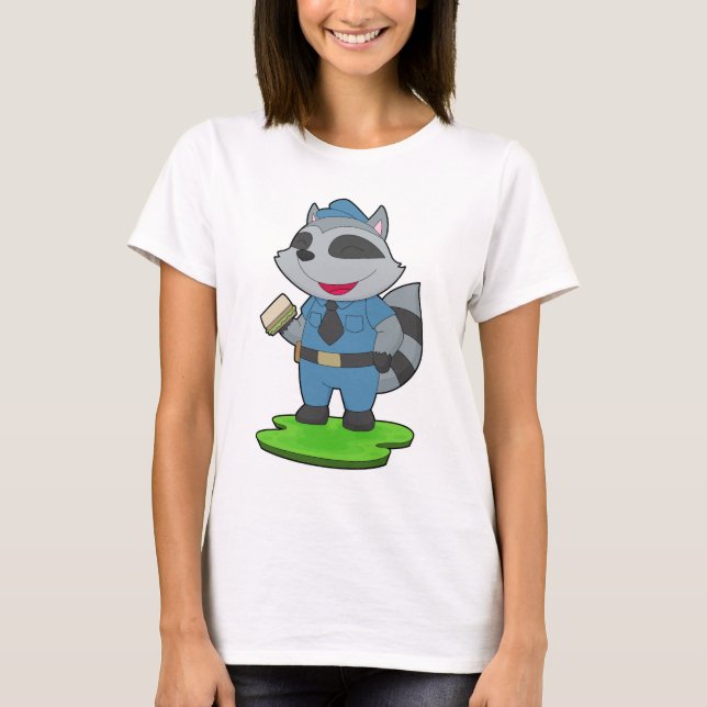 Raccoon Cop Sandwich Police T-Shirt (Vorderseite)