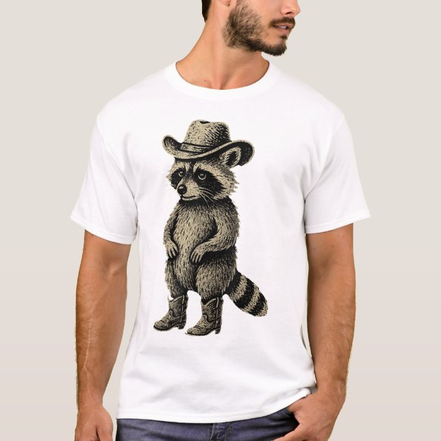 Raccoon Cowboy Cowgirl Raccoon T-Shirt (Vorderseite)