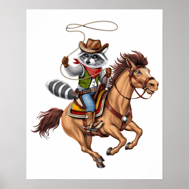 Raccoon Cowboy Rodeo Poster (Vorne)