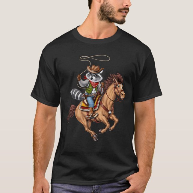 Raccoon Cowboy Rodeo T-Shirt (Vorderseite)