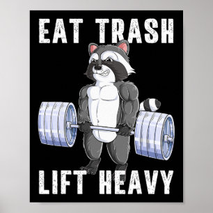 Raccoon Deadlift Bodybuilding Garbage Animal Gym Poster