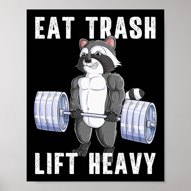 Raccoon Deadlift Bodybuilding Garbage Animal Gym Poster (Vorne)