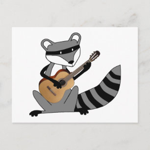 Raccoon, der Gitarre spielt Postkarte