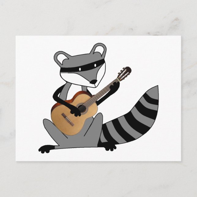 Raccoon, der Gitarre spielt Postkarte (Vorderseite)
