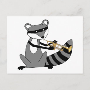 Raccoon, der Trumpet spielt Postkarte