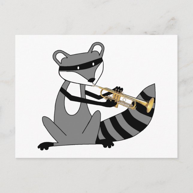 Raccoon, der Trumpet spielt Postkarte (Vorderseite)