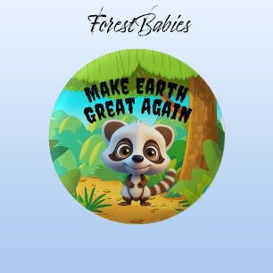 Raccoon, die Erde wieder groß machen, die Umwelt Button