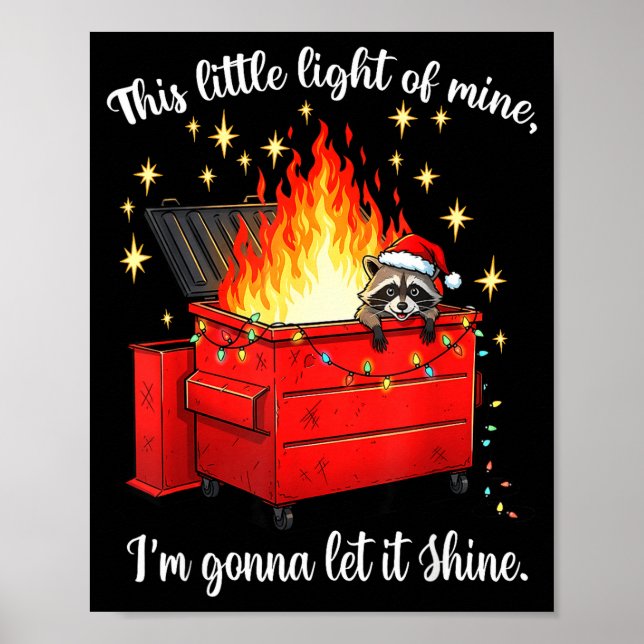 Raccoon Dumpster Fire Christmas Lights Funny Racco Poster (Vorne)