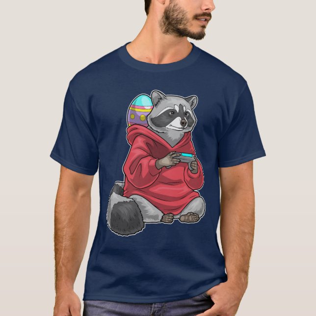 Raccoon Easter Gamer T-Shirt (Vorderseite)