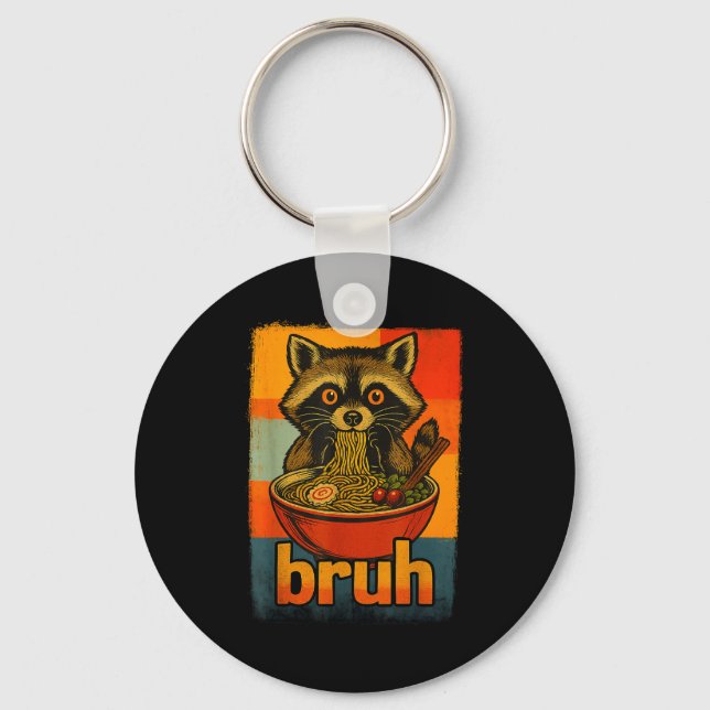 Raccoon Eating Japanese Ramen Noodles Men Women Ki Schlüsselanhänger (Vorderseite)