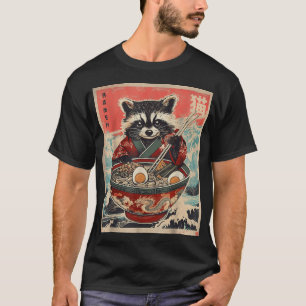 Raccoon Eating Ramen Japanisch Noodles Racoon Anim T-Shirt