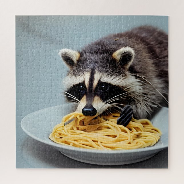 Raccoon Eating Spaghetti Jigsaw Puzzle (Vertikal)