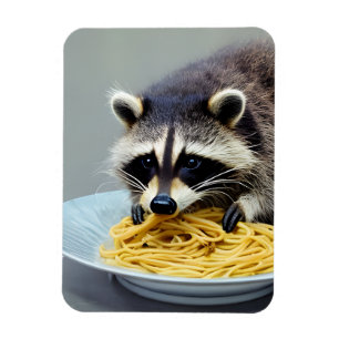 Raccoon Eating Spaghetti Magnet