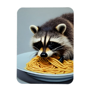 Raccoon Eating Spaghetti Magnet
