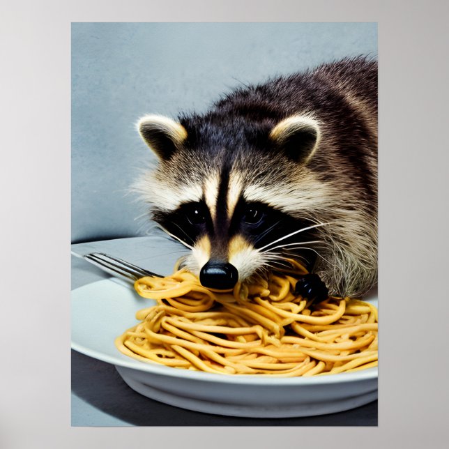 Raccoon Eating Spaghetti Poster (Vorne)