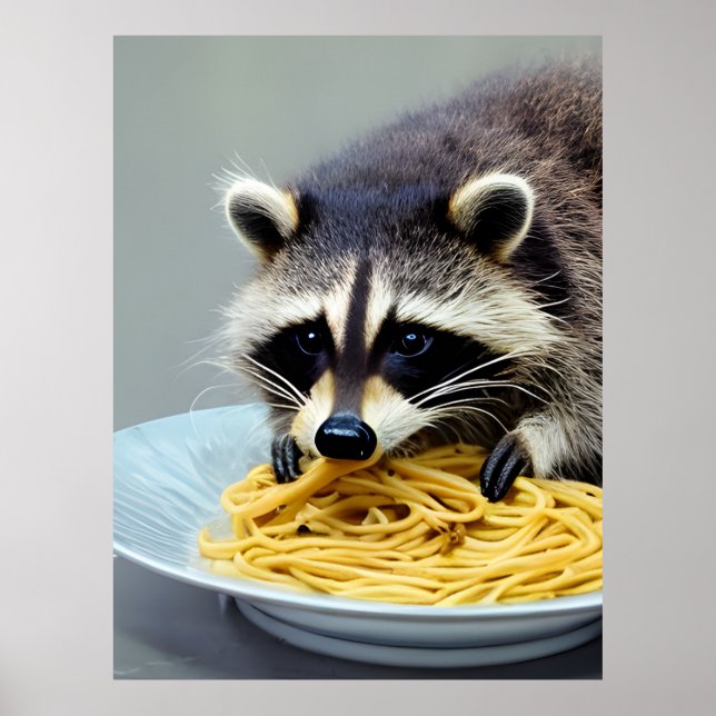 Raccoon Eating Spaghetti Poster (Vorne)