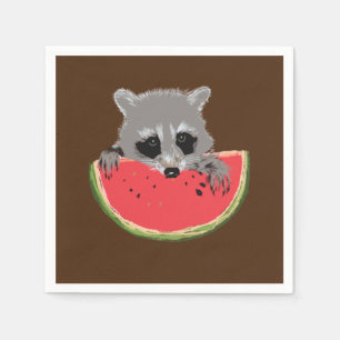 Raccoon Eating Watermelone Serviette