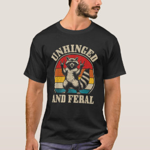 Raccoon entwirft und Feral Retro Funny Raccoon Fer T-Shirt