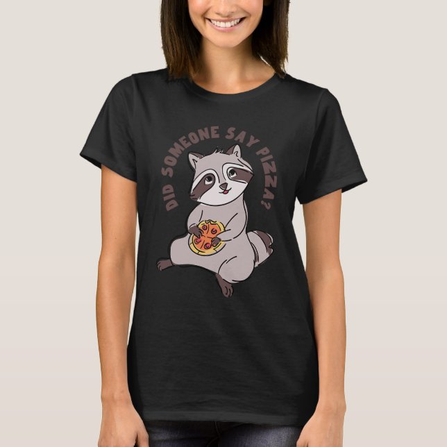 Raccoon Ess Pizza Niedlich Rodent Fast Food T-Shirt (Vorderseite)