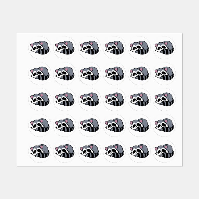 Raccoon Etiketten (Blatt)