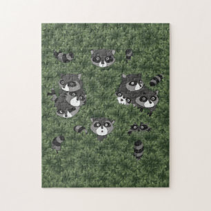 Raccoon-Familie in Bush Puzzle