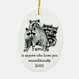 Raccoon Family Friends Weihnachts-Liebe Keramik Ornament