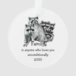 Raccoon Family Friends Weihnachts-Liebe Ornament