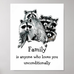 Raccoon Family Friends Weihnachts-Liebe Poster