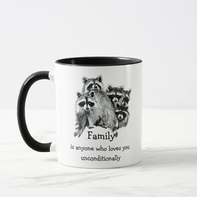 Raccoon Family Friends Weihnachts-Liebe Tasse (Links)