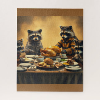 Raccoon Family Thanksgiving Puzzle
