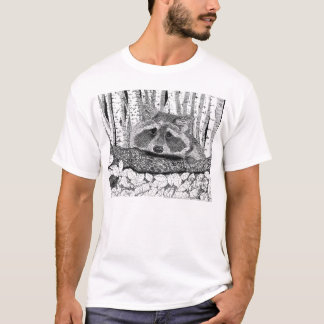 Raccoon-Federzeichnen T-Shirt