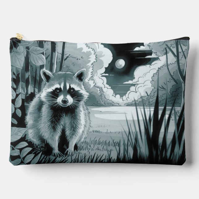 Raccoon Forest Clearing Zubehör Pouch Travel Bag Zubehörtasche (Vorderseite)