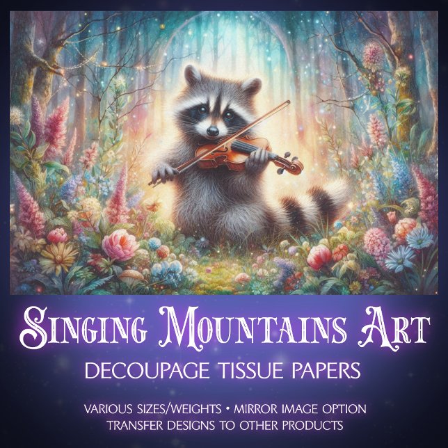 Raccoon Forest Symphony Fantasy Art Decoul Seidenpapier (Von Creator hochgeladen)