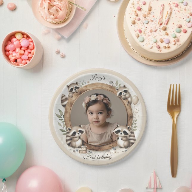 Raccoon-Foto-Rahmen für Kinder zum Geburtstag Pappteller (Von Creator hochgeladen)