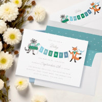 Raccoon Fox Forest Friends Blue Baby Dusche