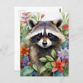 Raccoon Frische Pasta machen Postkarte