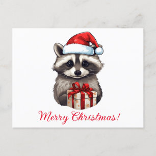 Raccoon Frohe Weihnachten! Feiertagspostkarte