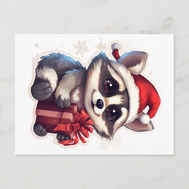 Raccoon Frohe Weihnachten und glückliches Neues Ja (Vorderseite)