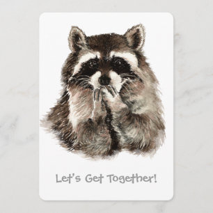 Raccoon gibt Kisses Farewell Custom Party Einladun Einladung