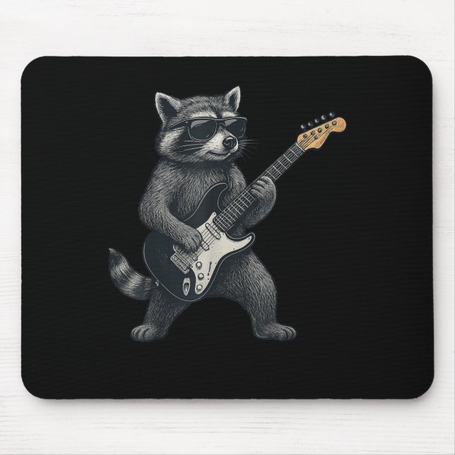 Raccoon Gitarrenrock und Roll Gift Men Wome Mousepad (Vorne)