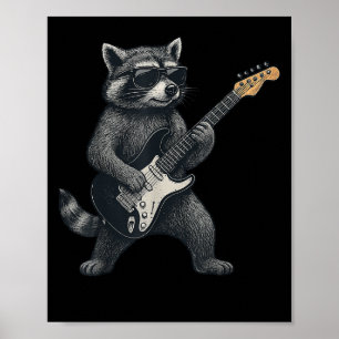Raccoon Gitarrenrock und Roll Gift Men Wome Poster
