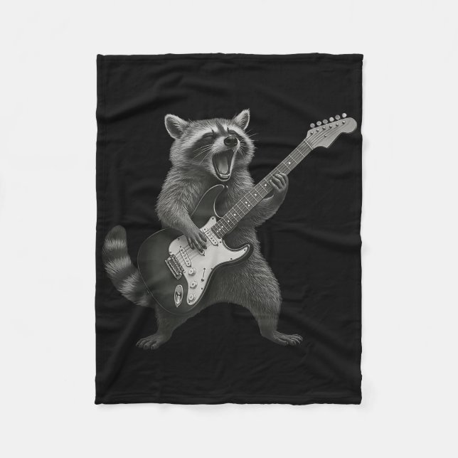 Raccoon Gitarrenrock und Roll Gitarrist Rac Fleecedecke (Vorderseite)