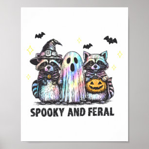 Raccoon Halloween Raccoon Ghost T Poster