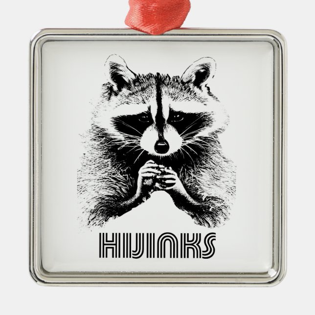 Raccoon Hijinks Ornament Aus Metall (Vorne)