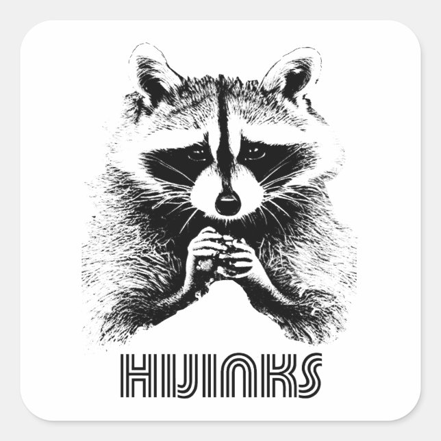 Raccoon Hijinks Quadratischer Aufkleber (Vorderseite)