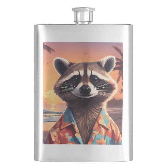 Raccoon Holiday Flachmann (Vorderseite)