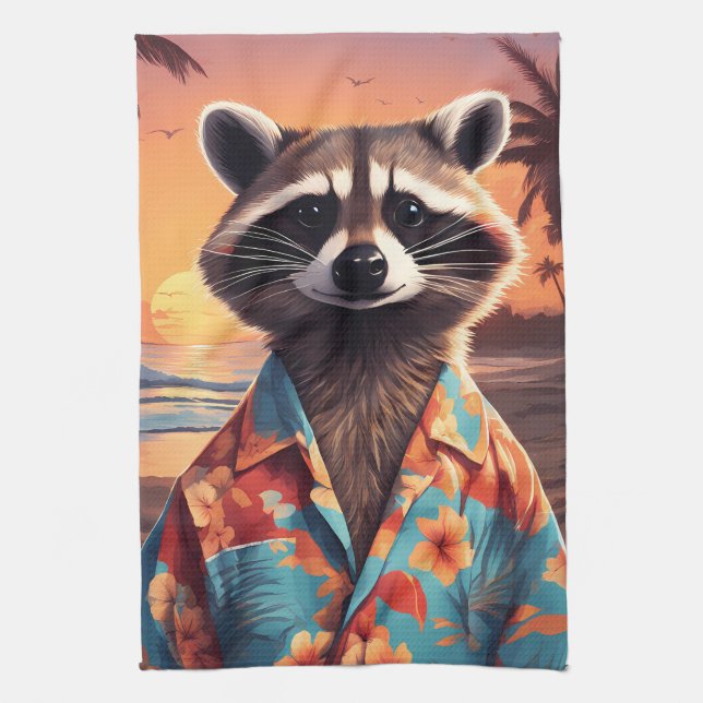 Raccoon Holiday Geschirrtuch (Vertikal)
