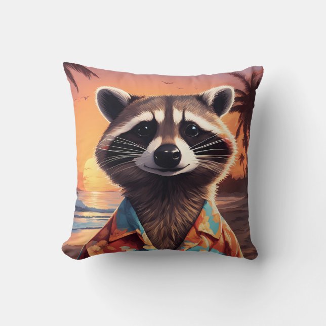 Raccoon Holiday Kissen (Vorderseite)