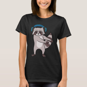 Raccoon Hören Musik Headphone Niedlich Rodent T-Shirt
